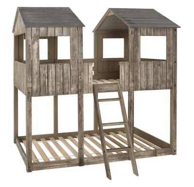 Donco Kids Tower Twin over Twin Rustic Driftwood Bunkbed