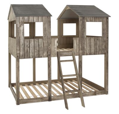 Donco Kids Tower Twin over Twin Bunkbed, Rustic Driftwood