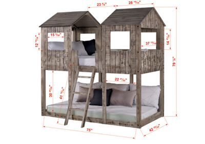 Image showing  Tower Twin over Twin Bunkbed, Rustic Driftwood