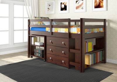 Image showing  Study & Sleep Twin Cappuccino Low Loft Bed
