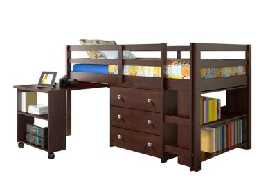 Image showing  Study & Sleep Twin Cappuccino Low Loft Bed