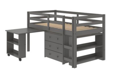 Donco Kids Study & Sleep Twin Dark Grey Low Loft Bed