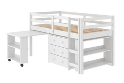 Donco Kids Study & Sleep Twin White Low Loft Bed