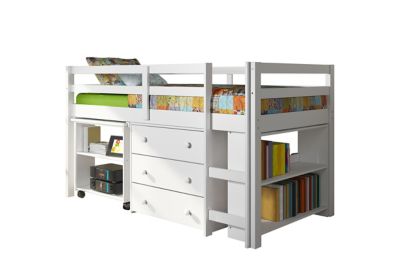 Image showing  Study & Sleep Twin White Low Loft Bed