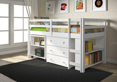 Image showing  Study & Sleep Twin White Low Loft Bed