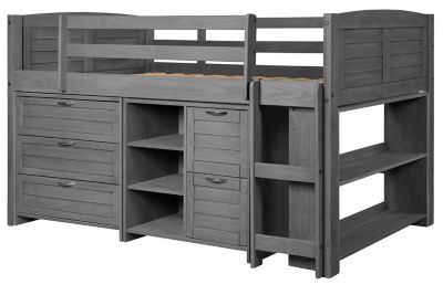 Donco Kids Louver Twin Antique Grey Modular Low Loft Bed - Group A