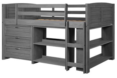 Donco Kids Louver Twin Antique Grey Modular Low Loft Bed - Group B