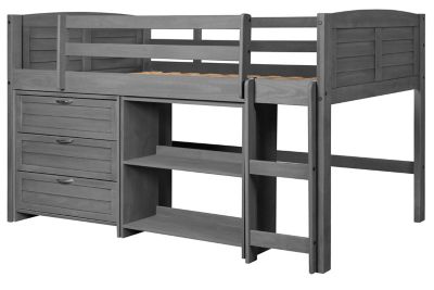 Donco Kids Louver Twin Antique Grey Modular Low Loft Bed - Group C