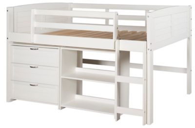 Donco Kids Louver Twin White Modular Low Loft Bed - Group C