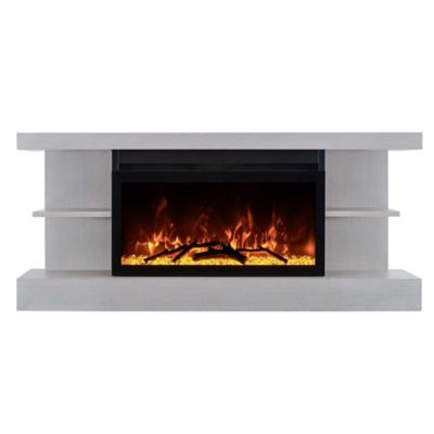 ActiveFlame Home Decor Series Fireplace Floating Mantel Shelf, Classic Grey Wood