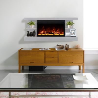 Image showing  Home Decor Series Fireplace Floating Mantel Shelf, Classic Grey Wood