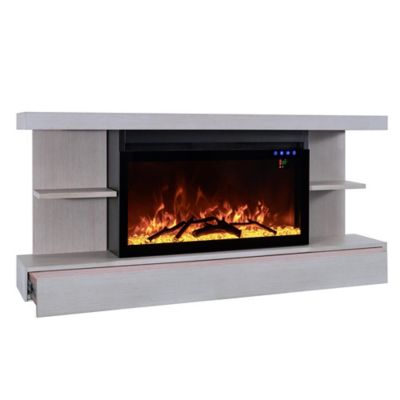 Image showing 5 th ActiveFlame Home Decor Series Fireplace Floating Mantel Shelf, Classic Grey Wood