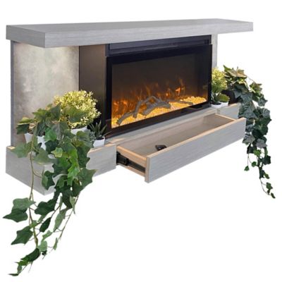 Image showing 6 th ActiveFlame Home Decor Series Fireplace Floating Mantel Shelf , Urban Cement