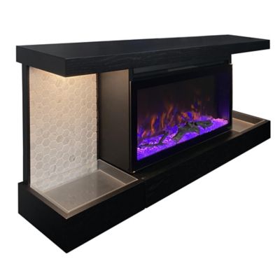 Image showing  Home Decor Series Fireplace Floating Mantel Shelf, Hexagon Tile