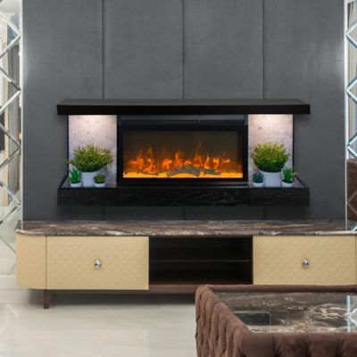 Image showing  Home Decor Series Fireplace Floating Mantel Shelf, Hexagon Tile