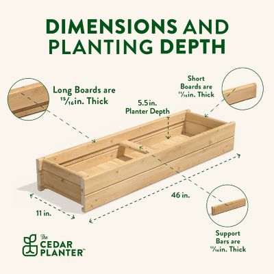Image showing  Cedar Wood Planter Box with Rail Mount Brackets