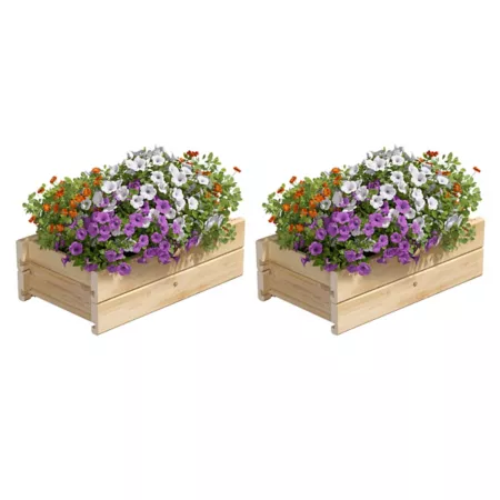 Greenes Fence Cedar Wood Planter Box with Rail Mounting Brackets 2 Pack Planters