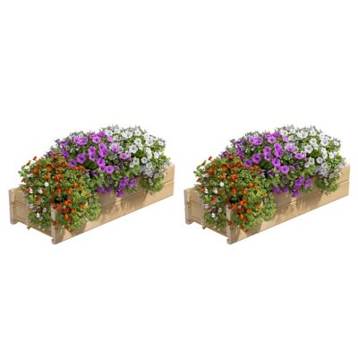 Greenes Fence Cedar Wood Planter Box with Rail Mount Brackets, 2-Pack