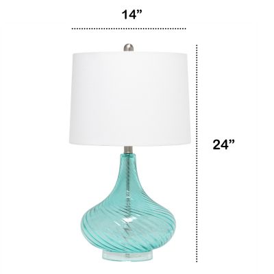 Image showing  Classix Contemporary Wavy Colored Glass Table Lamp with White Linen Shade