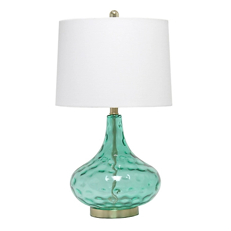 Lalia Home Classix Contemporary Dimpled Colored Glass Table Lamp with White Linen Shade