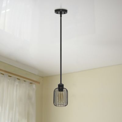 Image showing  Ironhouse One Light Industrial Decorative Hanging Metal Caged Mini Pendant Ceiling Light Fixture