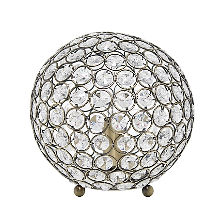 Lalia Home Elipse Contemporary Metal Crystal Round Sphere Glamourous Orb Table Lamp