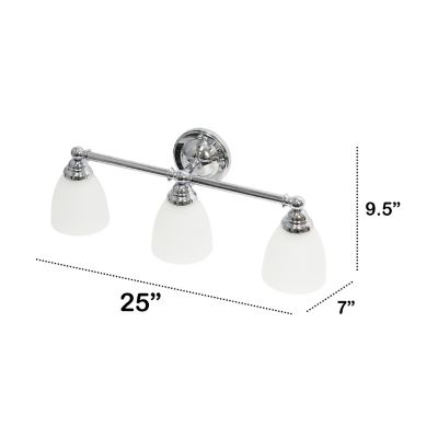Image showing  Essentix Traditional Three Light Metal and Translucent Glass Shade Vanity Wall Mounted Fixture