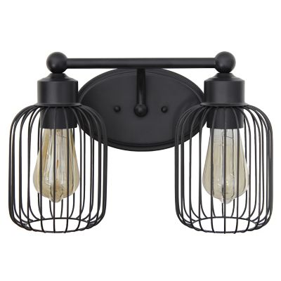 Lalia Home Ironhouse Two Light Industrial Decorative Cage Vanity Wall Mounted Fixture
