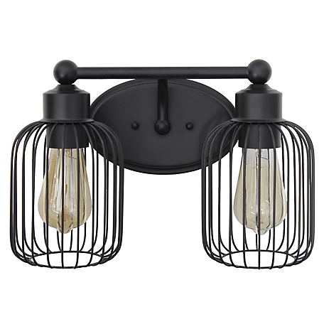 Lalia Home Ironhouse Two Light Industrial Decorative Cage Vanity Wall Mounted Fixture