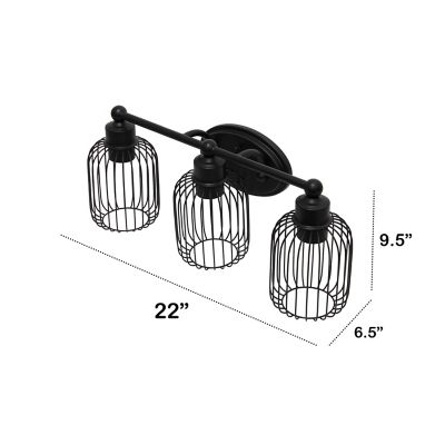 Image showing  Ironhouse Three Light Industrial Decorative Cage Vanity Wall Mounted Fixture