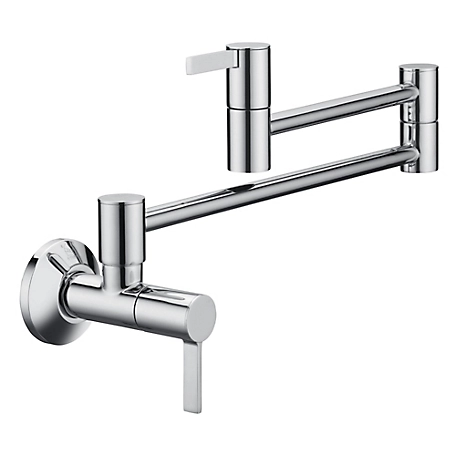 Ultra Faucets Euro Collection Wall Mount Kitchen Pot Filler Faucet in Rust Resist in Polished Chrome