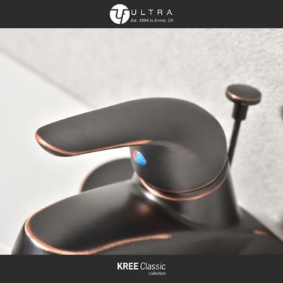 Image showing  Kree Classic 4 in. Centerset Single-Handle Bathroom Lavatory Faucet Rust Resist, Drain Assembly, Oil Rubbed Bronze