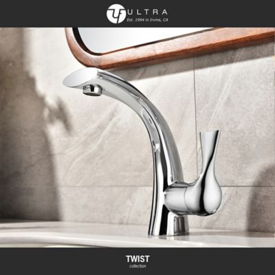 Image showing  Twist Single-Handle Single Hole Bathroom Faucet Rust Resist with Drain Assembly in Chrome