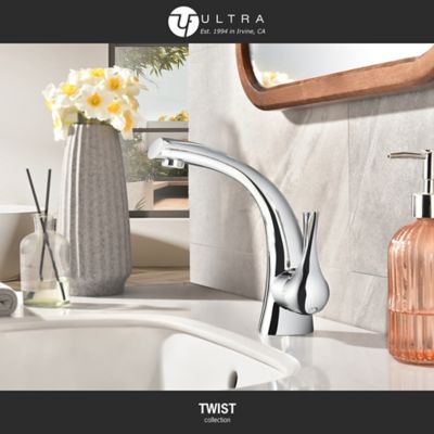 Image showing  Twist Single-Handle Single Hole Bathroom Faucet Rust Resist with Drain Assembly in Chrome