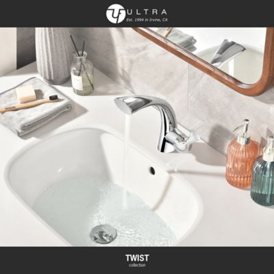 Image showing  Twist Single-Handle Single Hole Bathroom Faucet Rust Resist with Drain Assembly in Chrome