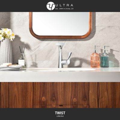 Image showing  Twist Single-Handle Single Hole Bathroom Faucet Rust Resist with Drain Assembly in Chrome