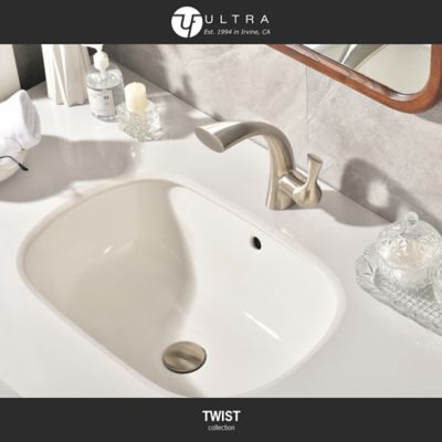 Image showing  Twist Single-Handle Single Hole Bathroom Faucet Rust Resist with Drain Assembly in Brushed Nickel