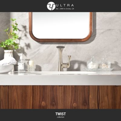 Image showing  Twist Single-Handle Single Hole Bathroom Faucet Rust Resist with Drain Assembly in Brushed Nickel