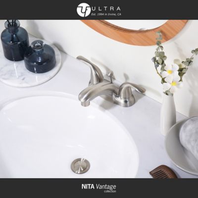 Image showing  Nita Vantage 4 in. Centerset Double-Handle Bathroom Faucet Rust Resist with Drain Assembly in Brushed Nickel