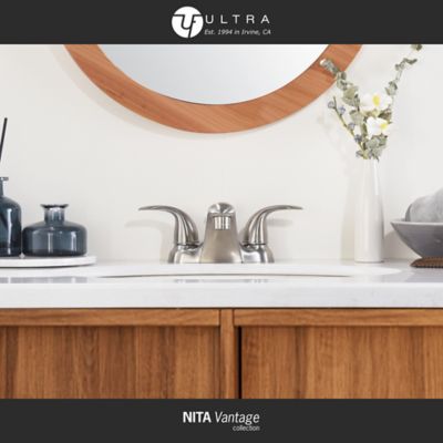 Image showing  Nita Vantage 4 in. Centerset Double-Handle Bathroom Faucet Rust Resist with Drain Assembly in Brushed Nickel