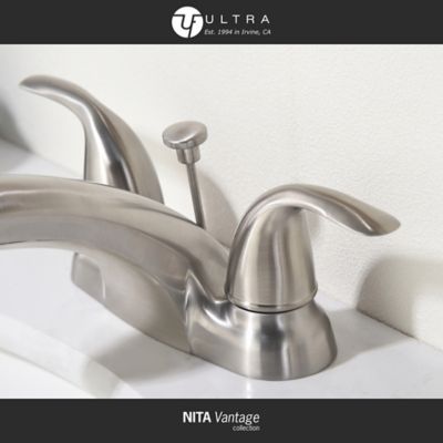 Image showing  Nita Vantage 4 in. Centerset Double-Handle Bathroom Faucet Rust Resist with Drain Assembly in Brushed Nickel