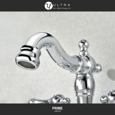 Image showing  Prime 4 in. Centerset Double-Handle Bathroom Faucet Rust Resist with Drain Assembly in Polished Chrome