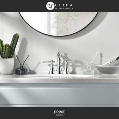 Image showing  Prime 4 in. Centerset Double-Handle Bathroom Faucet Rust Resist with Drain Assembly in Polished Chrome