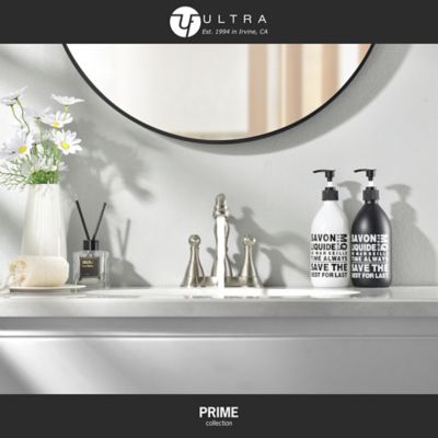 Image showing  Prime 4 in. Centerset Double-Handle Bathroom Faucet Rust Resist with Drain Assembly in Brushed Nickel