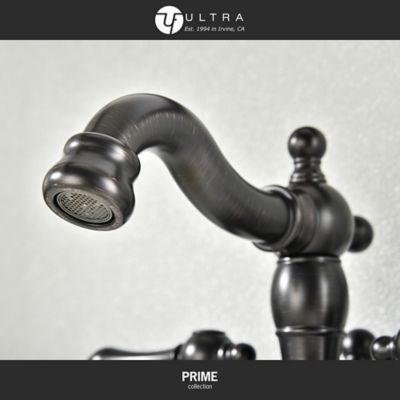 Image showing  Prime 4 in. Centerset Double-Handle Bathroom Faucet Rust Resist with Drain Assembly in Oil Rubbed Bronze