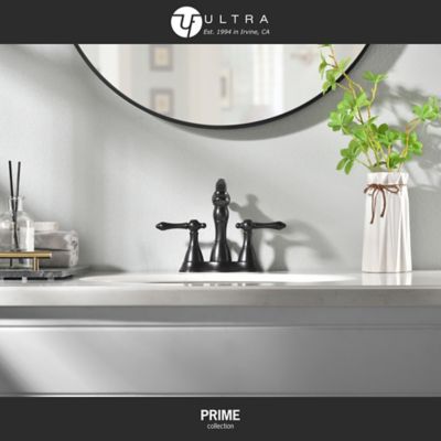 Image showing  Prime 4 in. Centerset Double-Handle Bathroom Faucet Rust Resist with Drain Assembly in Oil Rubbed Bronze