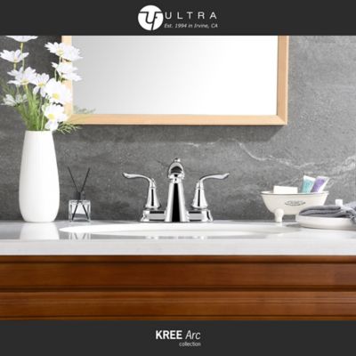 Image showing  Kree Arc 4 in. Centerset Double-Handle Bathroom Faucet Rust Resist with Drain Assembly in Polished Chrome
