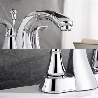 Image showing  Kree Arc 4 in. Centerset Double-Handle Bathroom Faucet Rust Resist with Drain Assembly in Polished Chrome