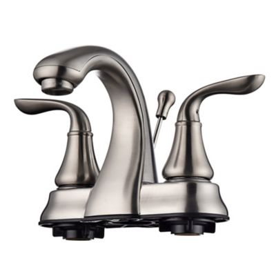 Ultra Faucets Kree Arc 4 in. Centerset Double-Handle Bathroom Faucet Rust Resist with Drain Assembly in Brushed Nickel