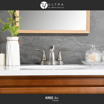 Image showing  Kree Arc 4 in. Centerset Double-Handle Bathroom Faucet Rust Resist with Drain Assembly in Brushed Nickel